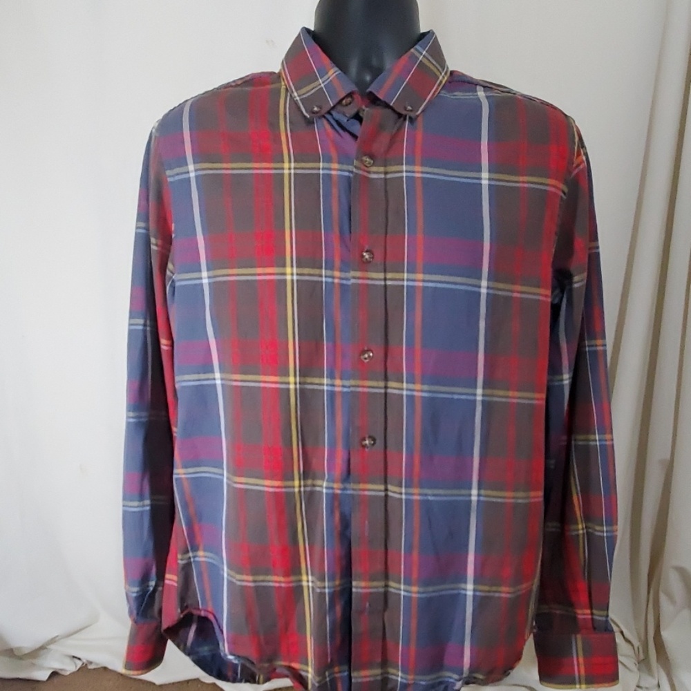 FIVE FOUR Red & Blue Checked Shirt Size M - Picture 2 of 6